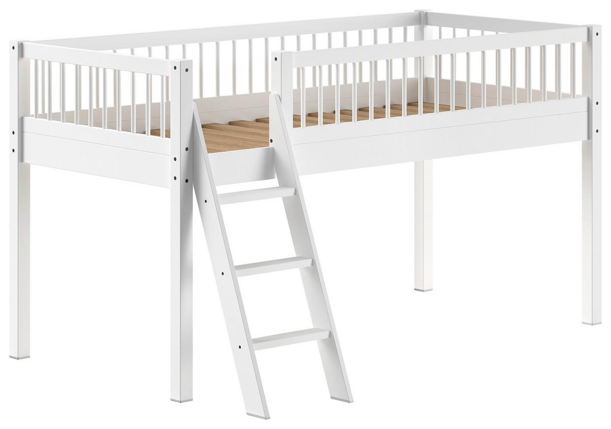 Hochbett Forrest Weiß ca. 90x200 cm Echtholz - Naturfarben/Weiß, MODERN, Holz (90/200cm) - Vipack