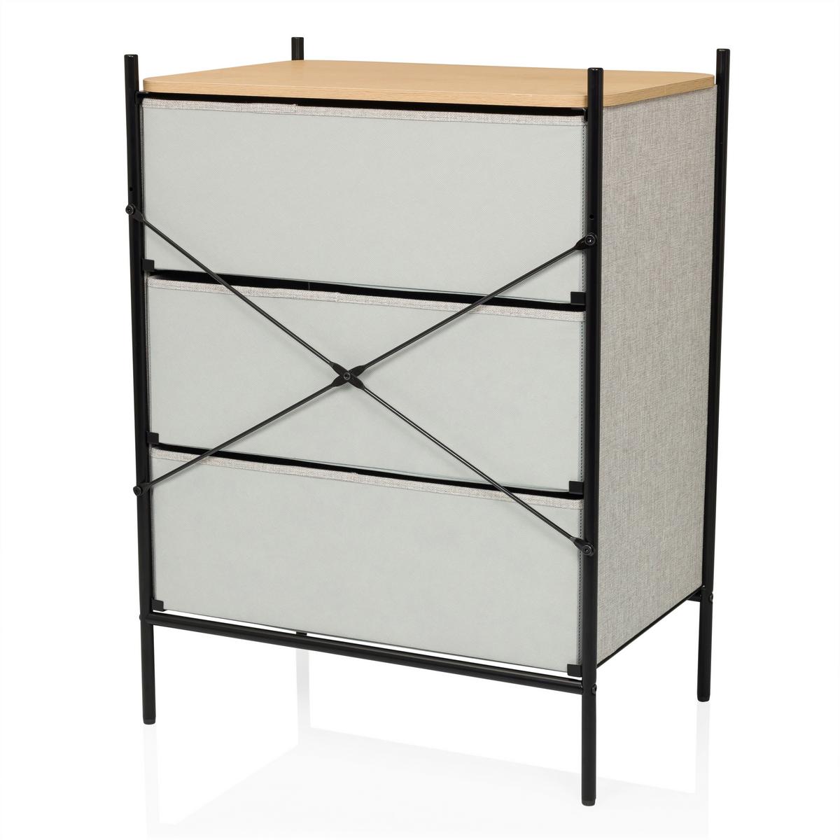 Komoda Stuvar, Rjavosiva - svetlo rjava/rjavosiva, Moderno, kovina/leseni material (58/79/39cm) - MID.YOU