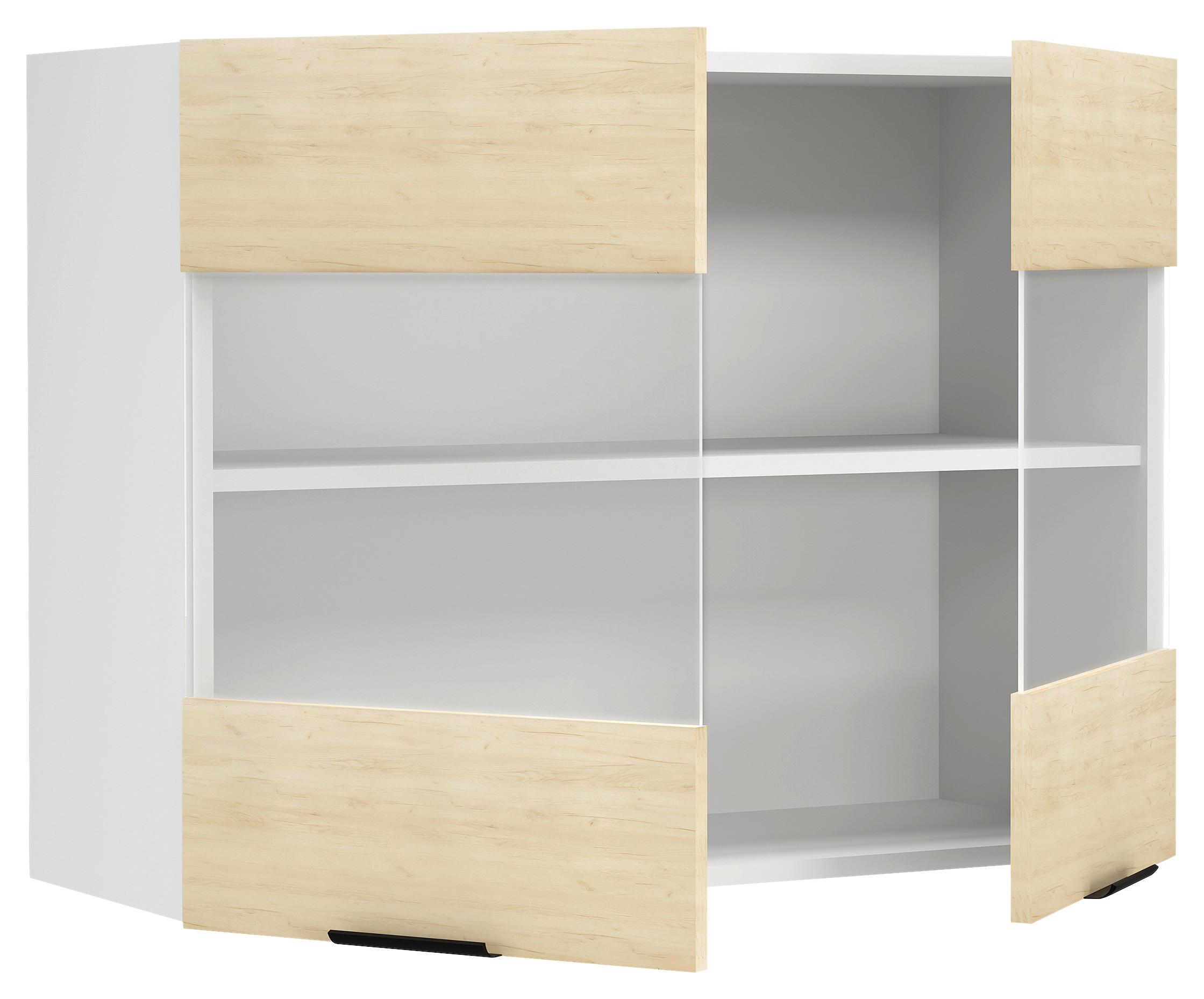 KÜCHENOBERSCHRANK FASOLA - Honigeiche/Weiss, Trend, Glas/Holzwerkstoff (80/60/31cm) - MID.YOU