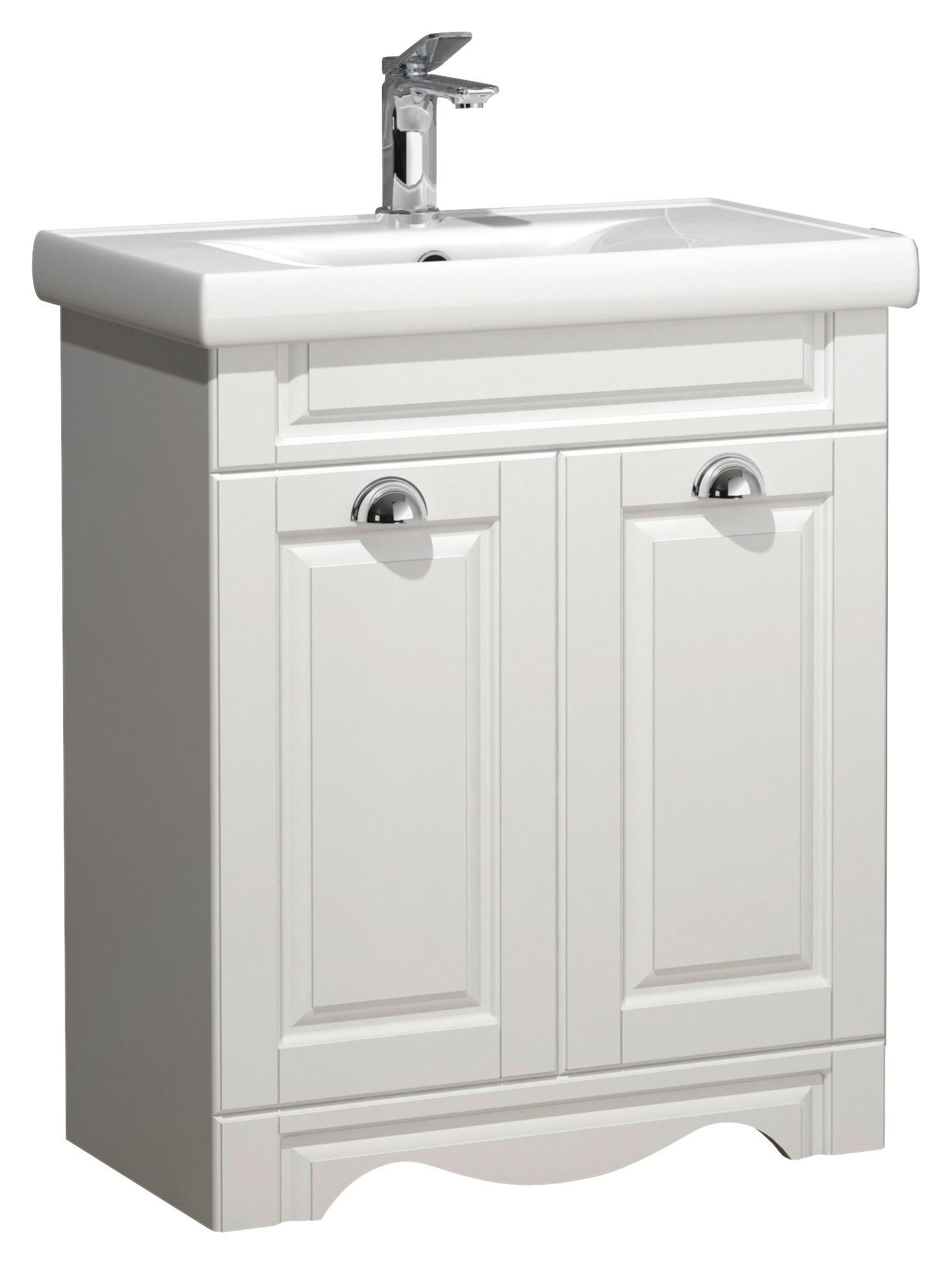 Kombiniran Umivalnik Casalo L, Bela - srebrne barve/bela, Moderno, kovina/leseni material (61cm) - MID.YOU