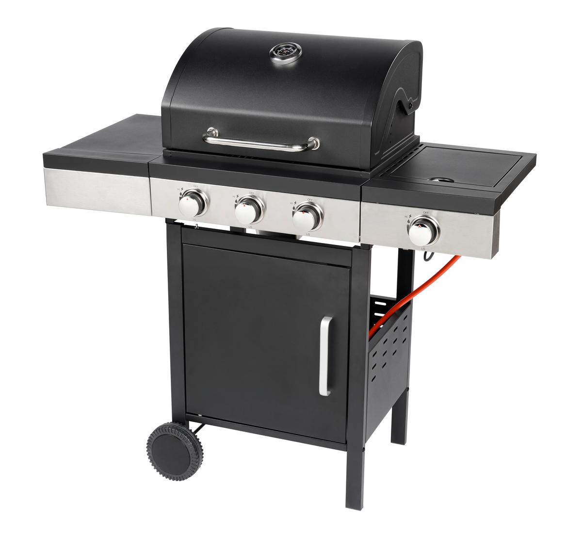 Gasgrill Jürgen Schwarz - Schwarz, KONVENTIONELL, Kunststoff/Metall (110/110/53cm) - Mömax