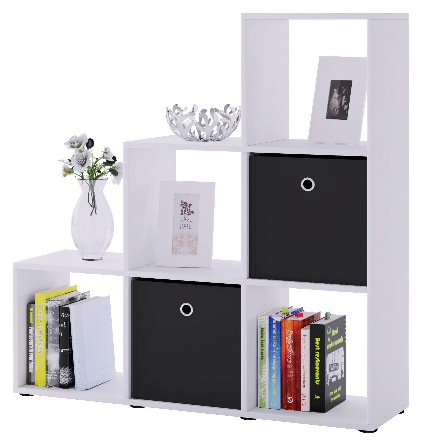 Standregal in Weiß Nitas - Schwarz/Weiß, KONVENTIONELL, Holzwerkstoff/Kunststoff (107,5/104,5/29cm) - MID.YOU