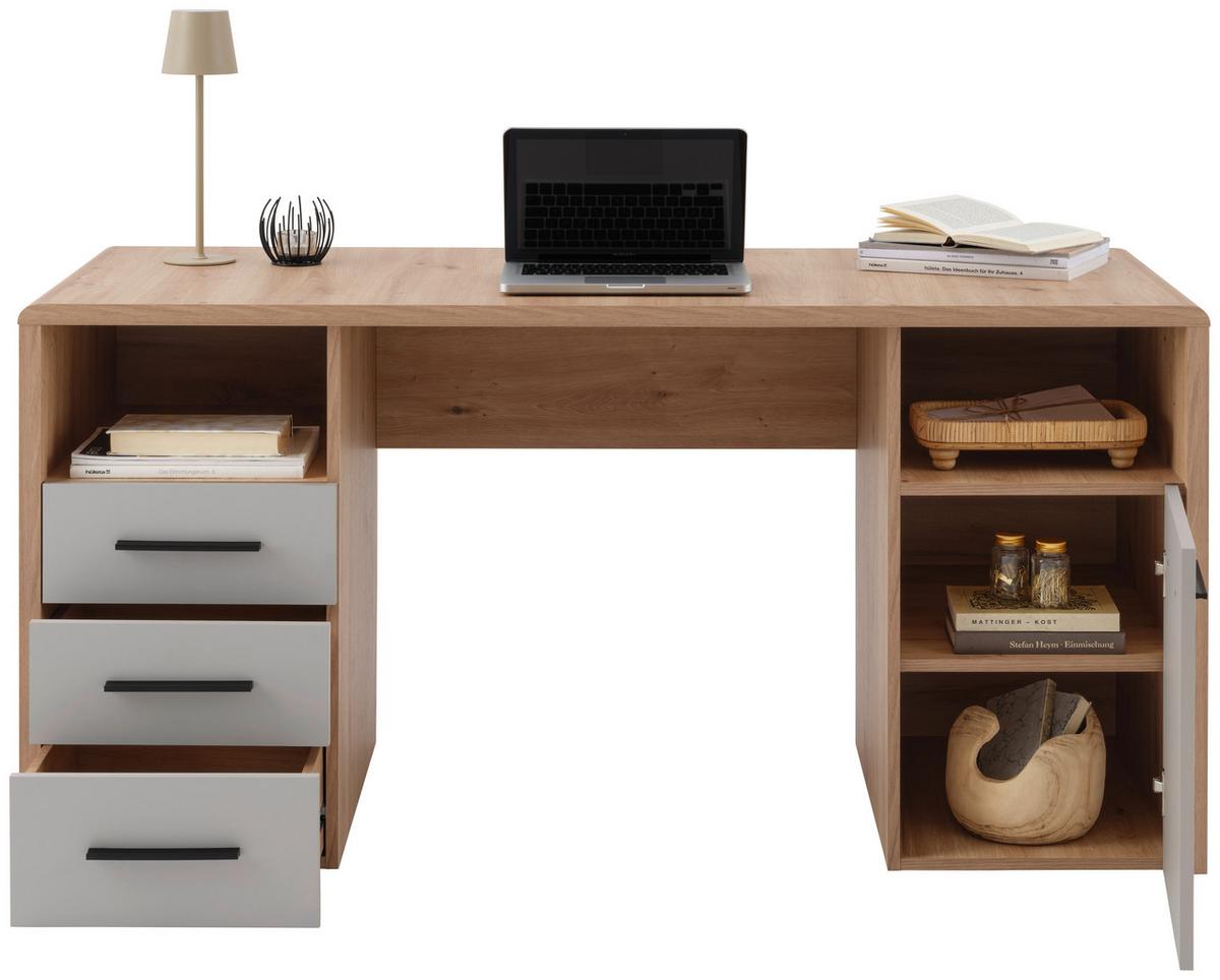 Masă de scris FONTANA PLUS - cașmir/culoare lemn stejar, Modern, material pe bază de lemn (150/75,5/60cm) - Modern Living