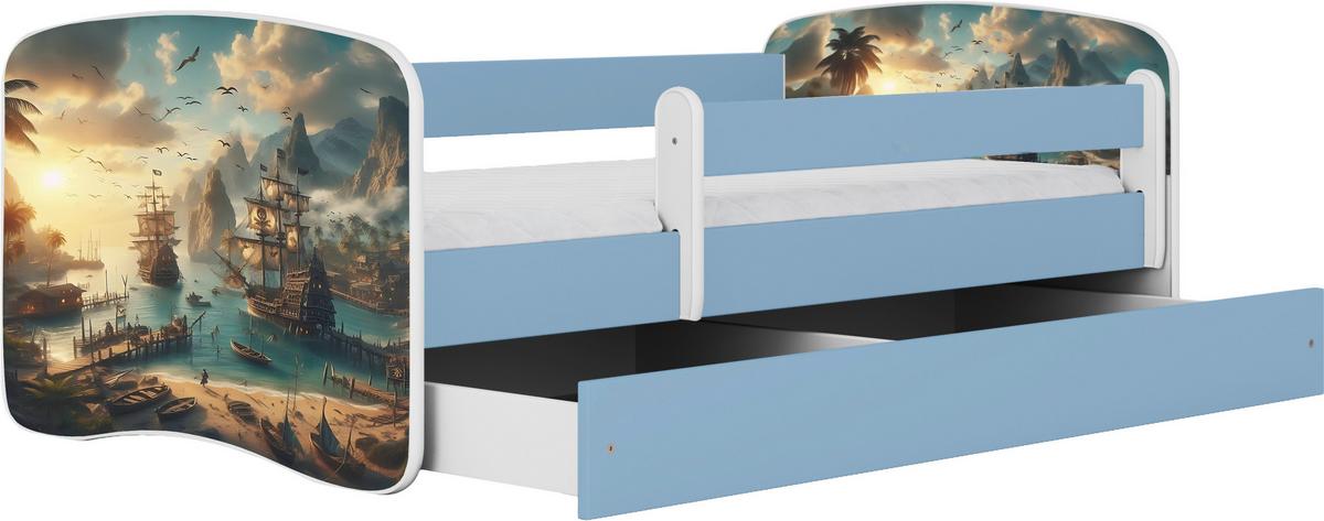 Otroška Postelja Babydreams, Bela, Modra, 80x160cm - modra/bela, Moderno, tekstil/leseni material (80/160cm) - MID.YOU