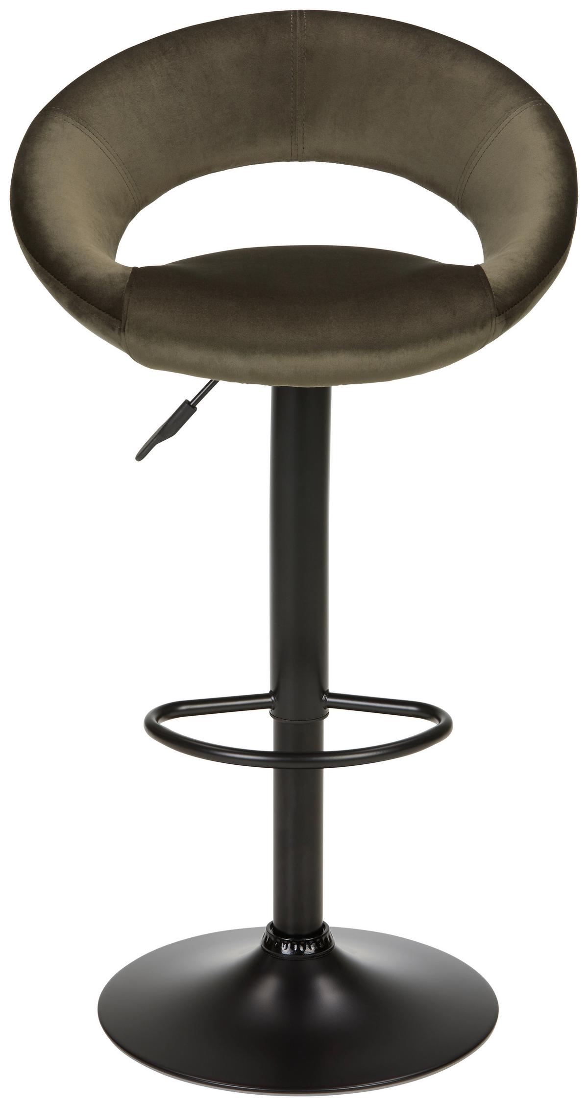 Taburet de bar WALKER - măsliniu/negru, Modern, metal/textil (56/82-103/50cm) - Mömax