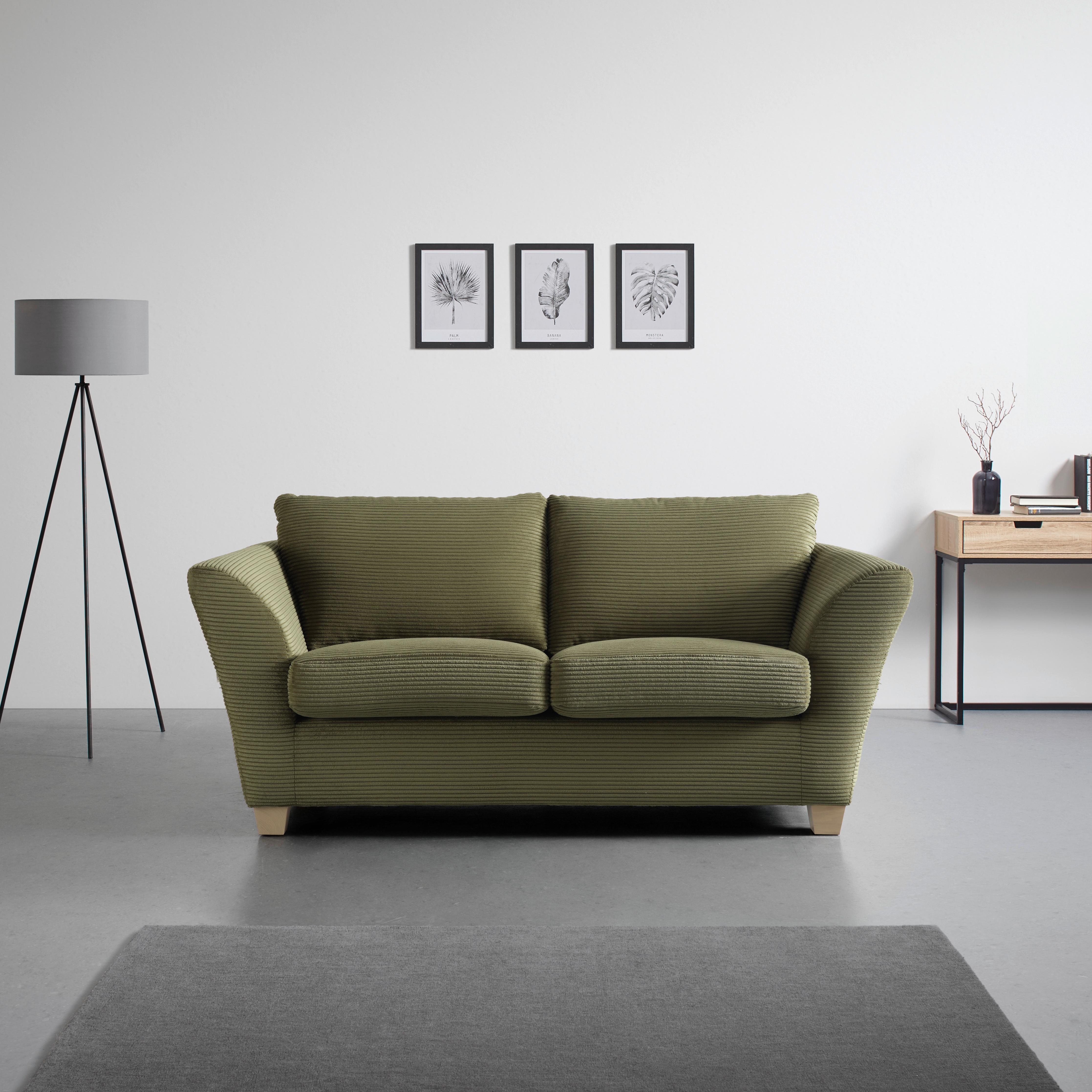 2-Sitzer-Sofa Devado Dunkelgrün - Dunkelgrün/Naturfarben, Holz/Textil (190/70-85/95cm) - Mömax