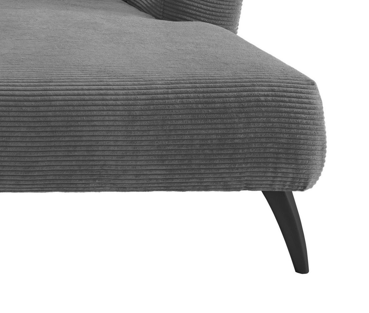 Wohnlandschaft Colori Grau Cord - Schwarz/Grau, MODERN, Holz/Textil (264/160cm) - MID.YOU