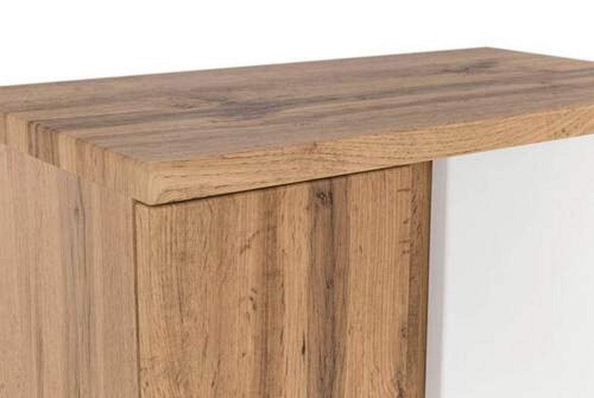 Midischrank Varese ca. 65x130 cm Weiß/Eiche - Eiche Wotan/Weiß, MODERN, Holzwerkstoff (65/130/35cm) - Held