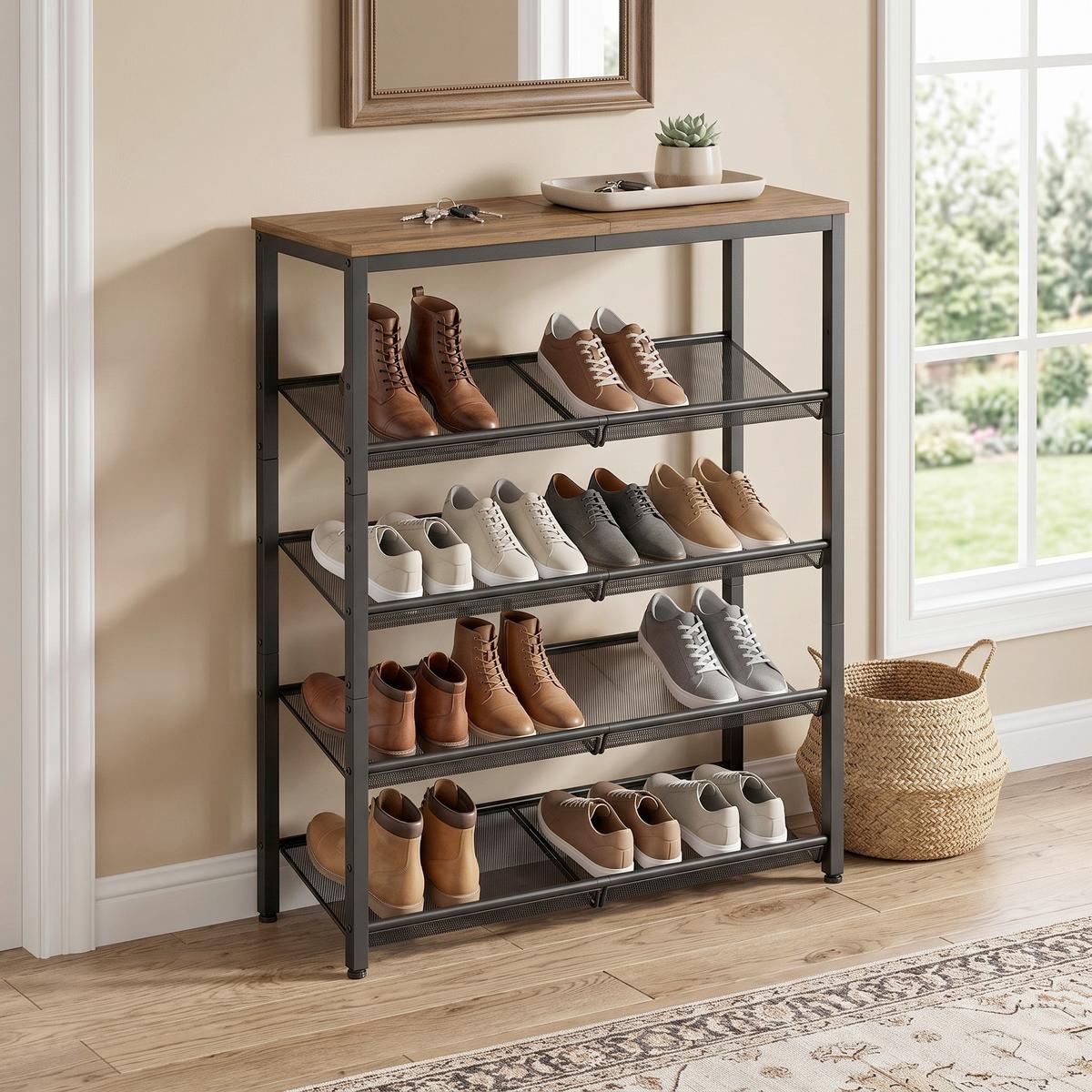 Regal Braun/Schwarz ca. 75x93x28 cm - Schwarz/Braun, Trend, Holzwerkstoff/Metall (75/93/28cm) - MID.YOU