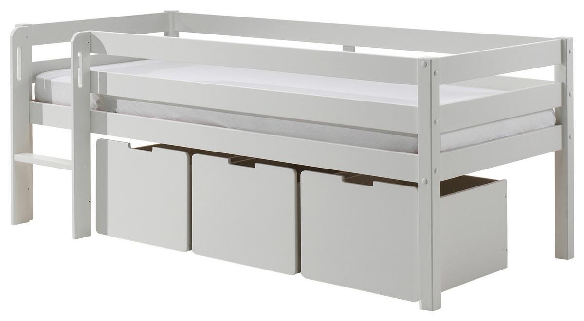 Hochbett Pino mit 3 Schubkästen ca.90x200cm Weiß - Weiß, MODERN, Holz/Holzwerkstoff (90/200cm) - MID.YOU