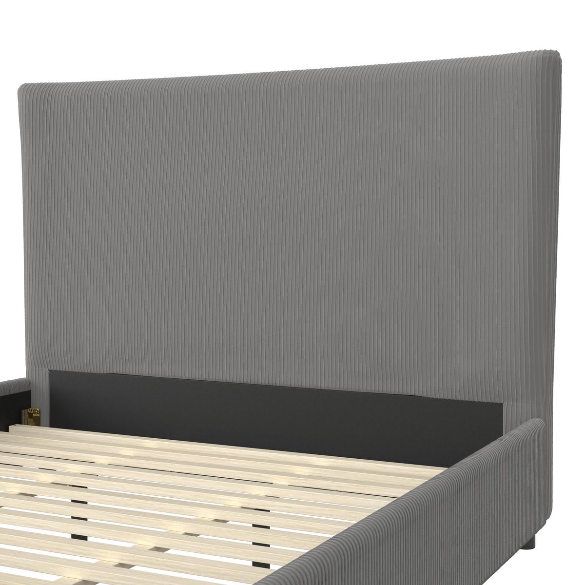 Polsterbett Marie ca. 180x200 cm Grau - Hellbraun/Dunkelbraun, MODERN, Holz/Textil (180/200cm) - Bessagi Home