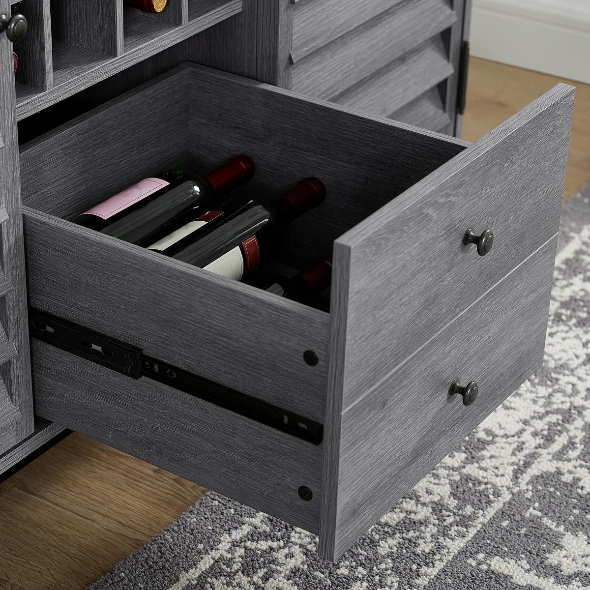 Weinregal Vaughn Grau ca. 120x76x48cm - Eichefarben/Eiche grau, Design, Holzwerkstoff/Metall (120/76/48cm) - MID.YOU