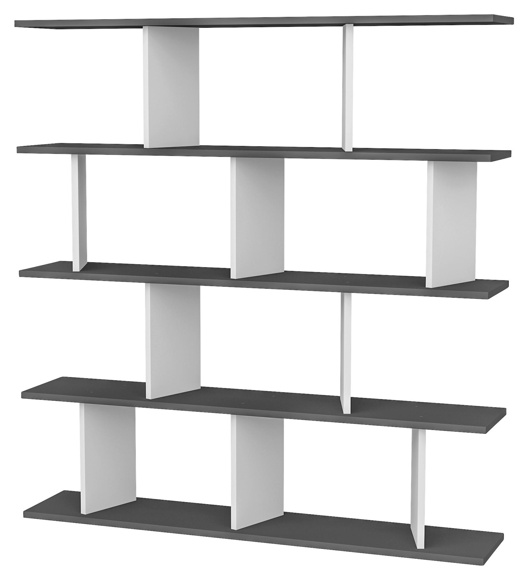 Standregal Jorin ca. 130x137 cm Anthrazit/Weiß - Anthrazit/Weiß, Design, Holzwerkstoff (130/137/25cm) - Livetastic