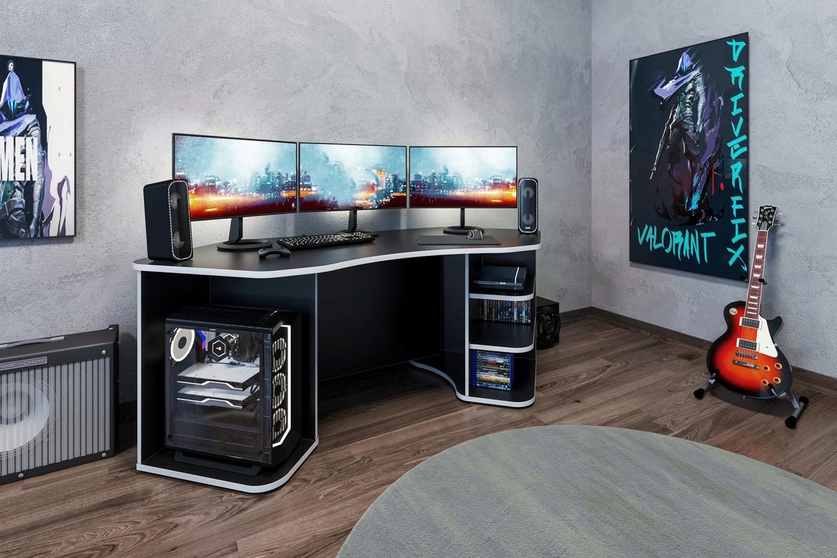 Gaming Tisch in Anthrazit/Hellgrau - Anthrazit/Hellgrau, Modern, Naturmaterialien/Kunststoff (198/76/85cm) - Mömax