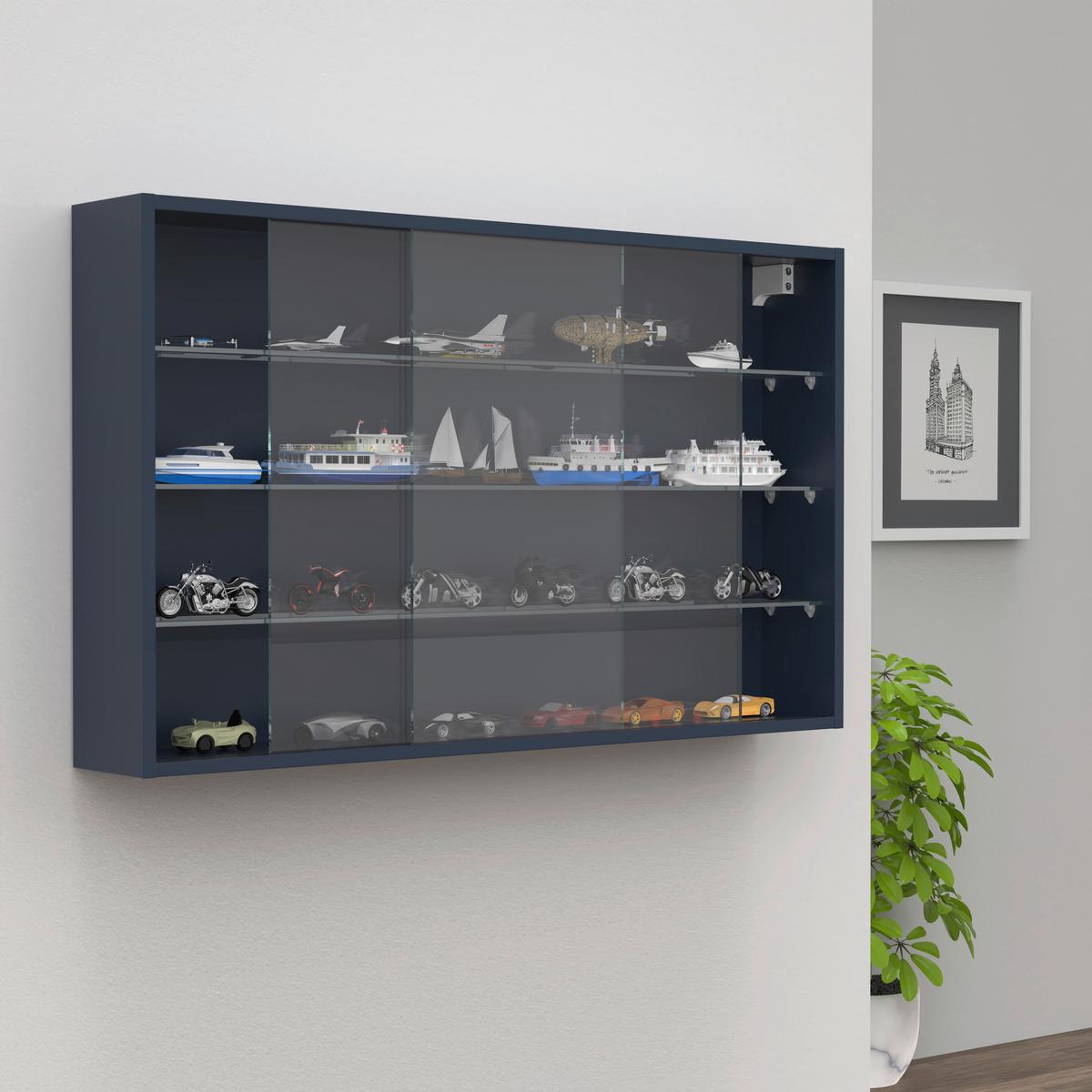 HÄNGEVITRINE DRIVALO XL - Transparent/Anthrazit, Design, Glas/Holzwerkstoff (100/60/15cm) - MID.YOU