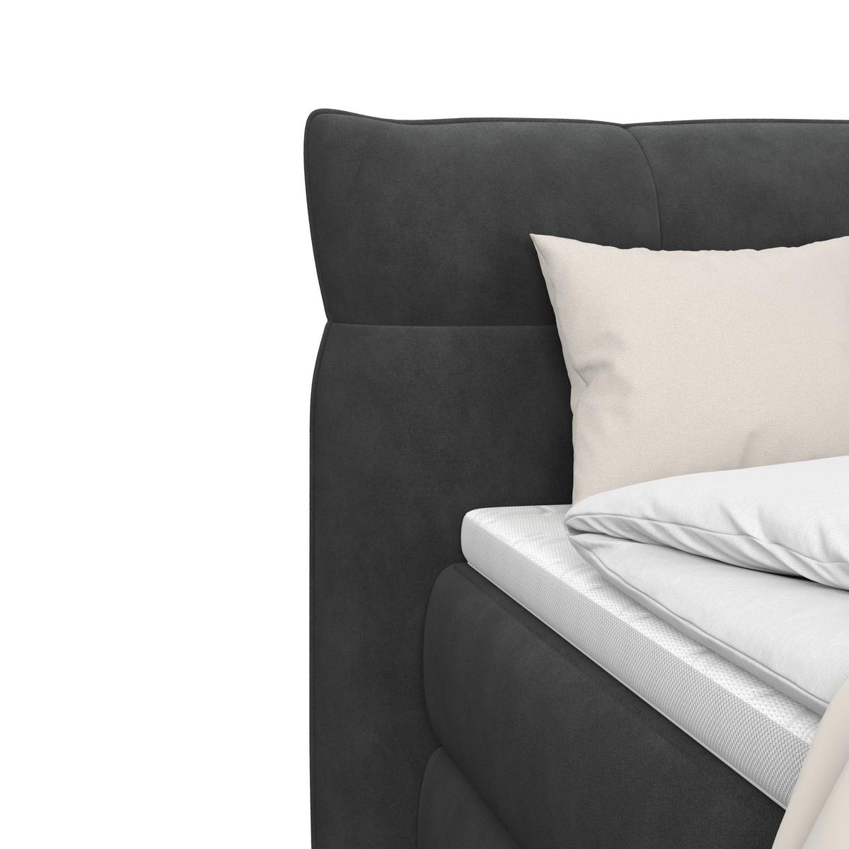 Boxspring Krevet Carmelo - crna, Trend, tekstil/plastika (140/200cm) - Premium Living