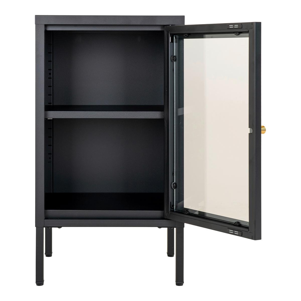 Kommode Dalby Schwarz - Transparent/Messingfarben, Design, Glas/Metall (38/70/35cm) - MID.YOU