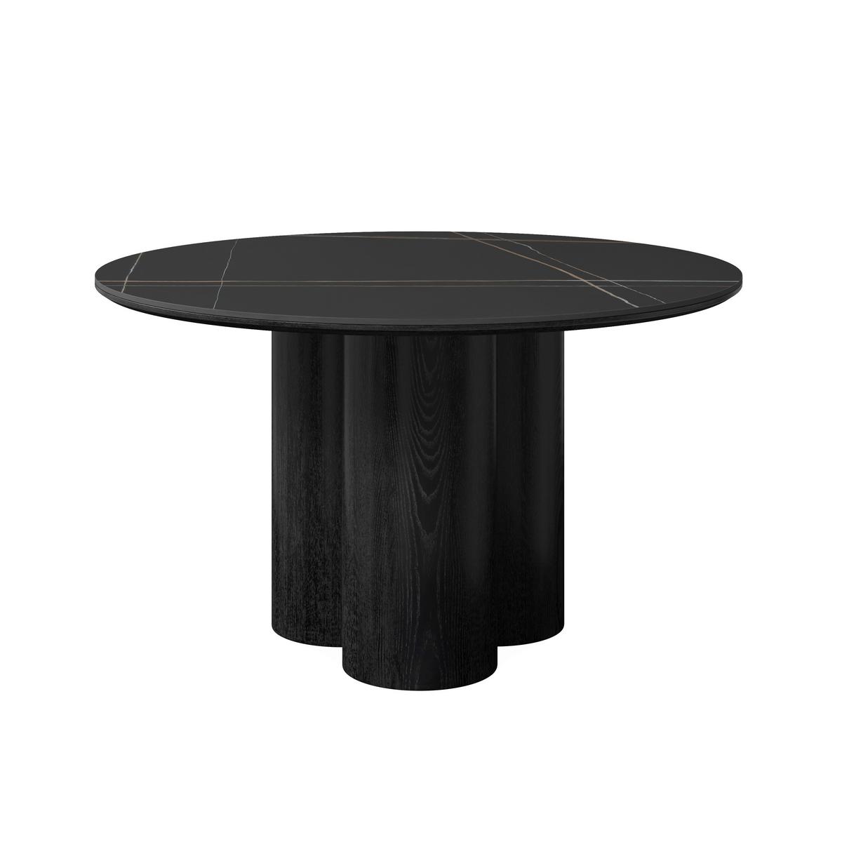 Jedilna Miza Kiano, Črna, Porcelan, Ø 130cm - črna, Moderno, leseni material/les (130/75cm) - Bessagi Home