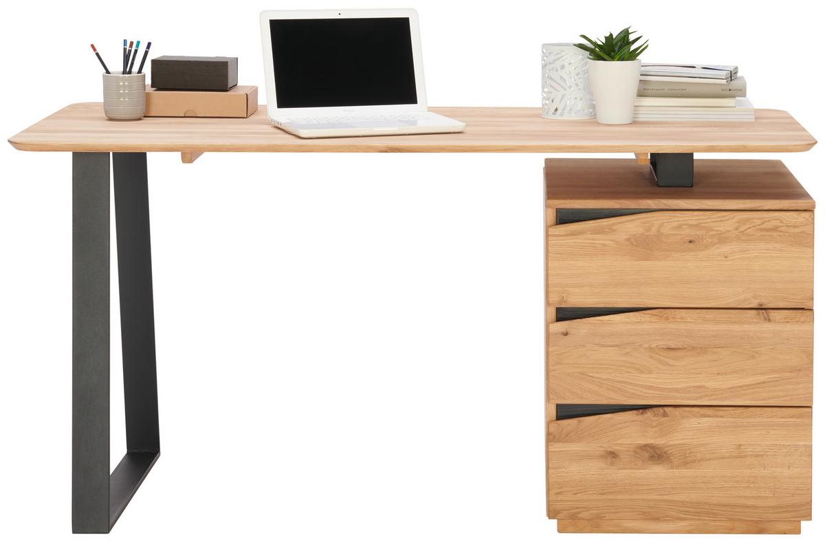 BIURKO LYNX -LINEA NATURA- - dąb dziki/czarny, Natur, metal/drewno (140/65/75cm) - Linea Natura