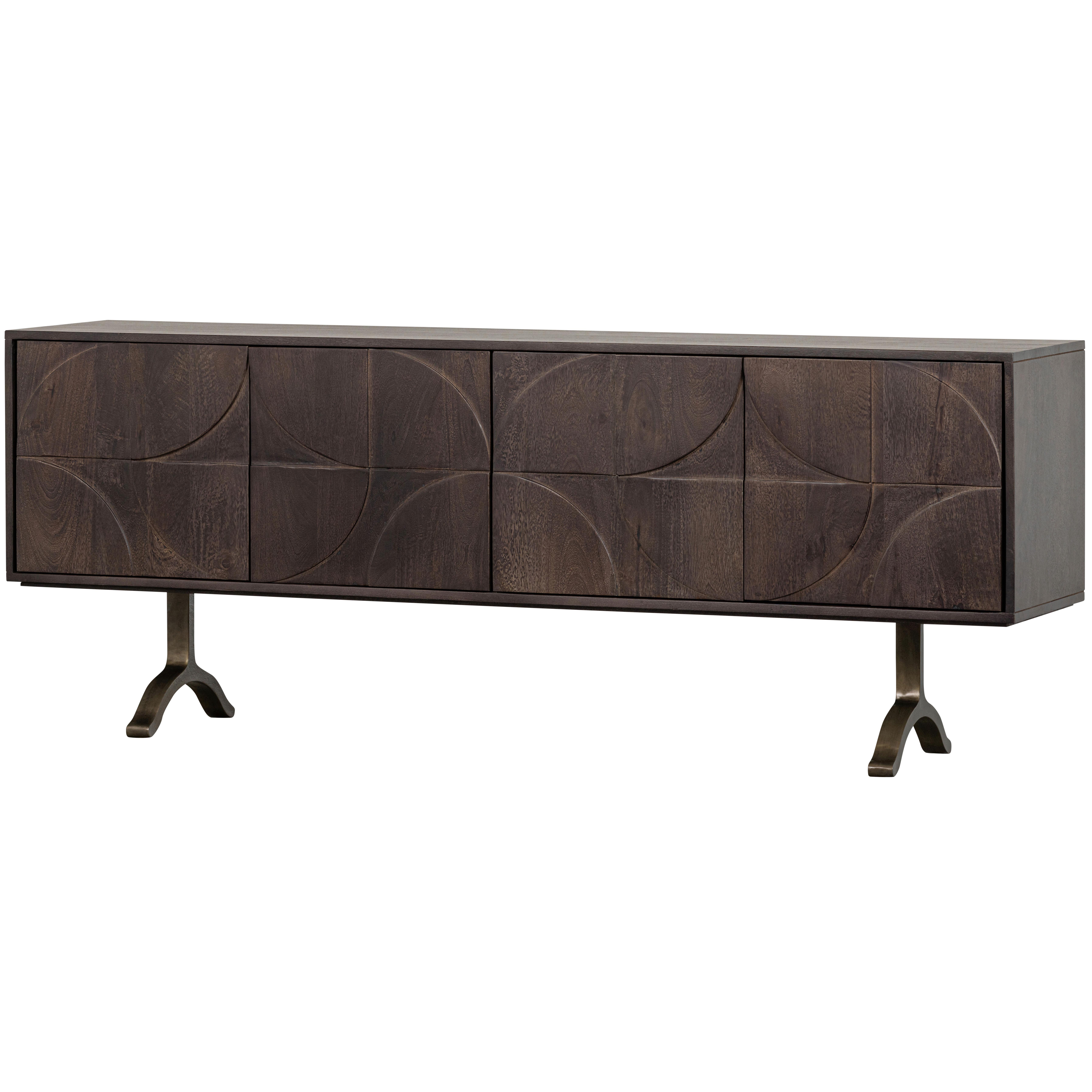 Sideboard Draw Walnussfarben - Messingfarben/Walnussfarben, Design, Holz/Metall (180/70/40cm) - Livetastic