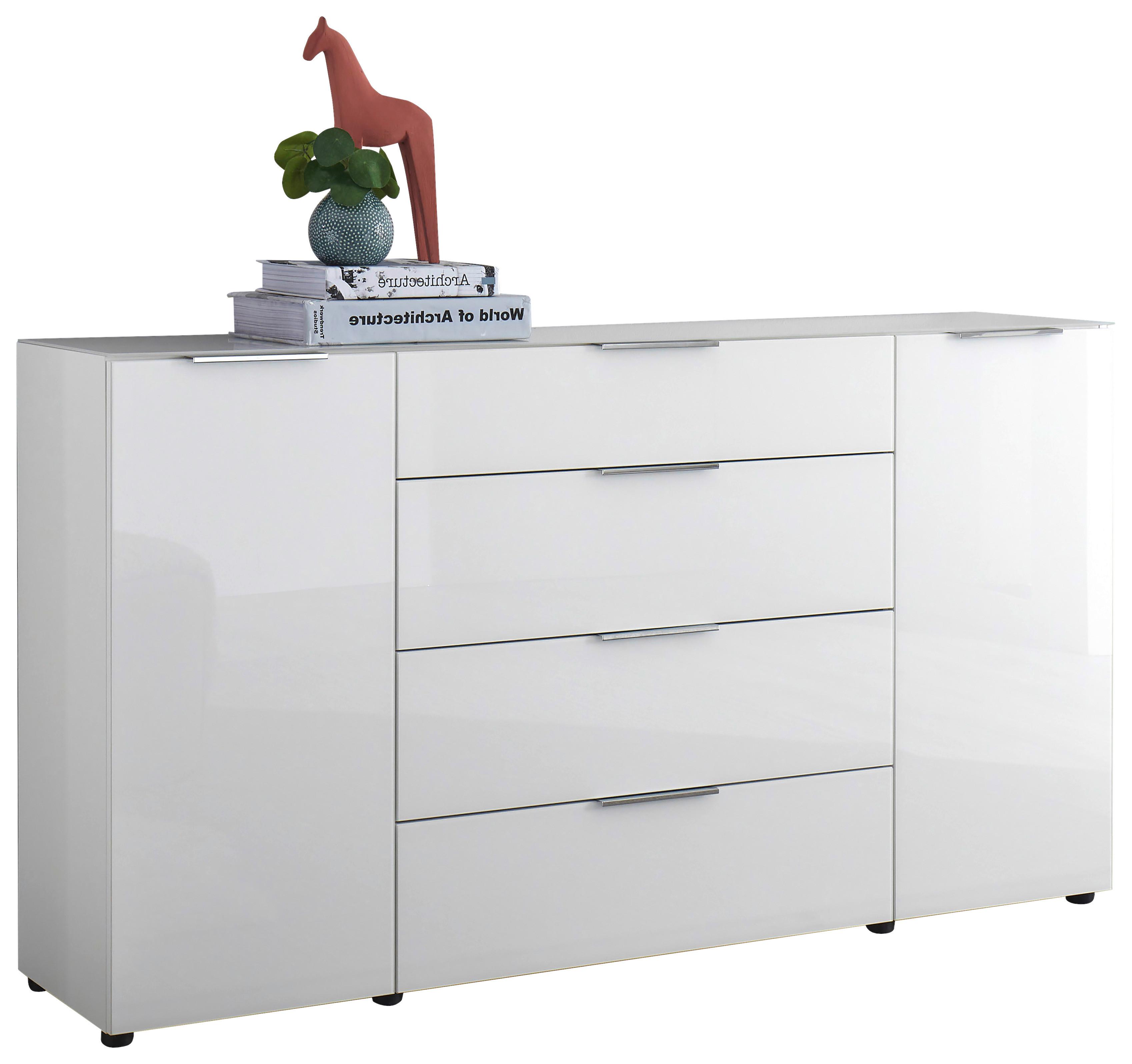 Sideboard Siena Weiss - Chromfarben/Weiss, Modern, Glas/Holzwerkstoff (180/99/40cm) - Mömax