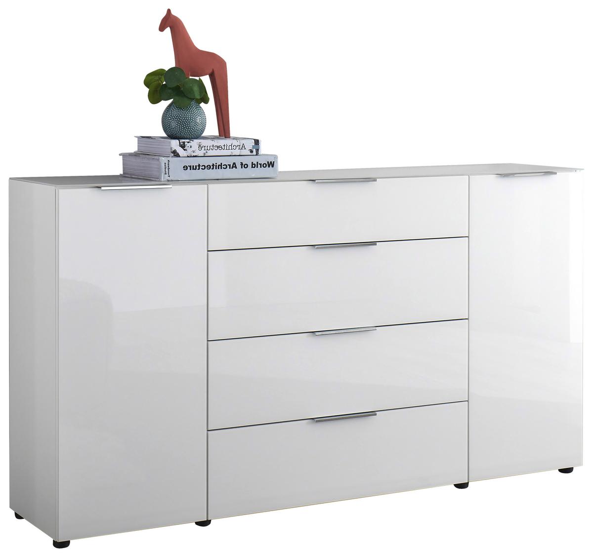 Sideboard Siena Weiss - Chromfarben/Weiss, Modern, Glas/Holzwerkstoff (180/99/40cm) - Mömax