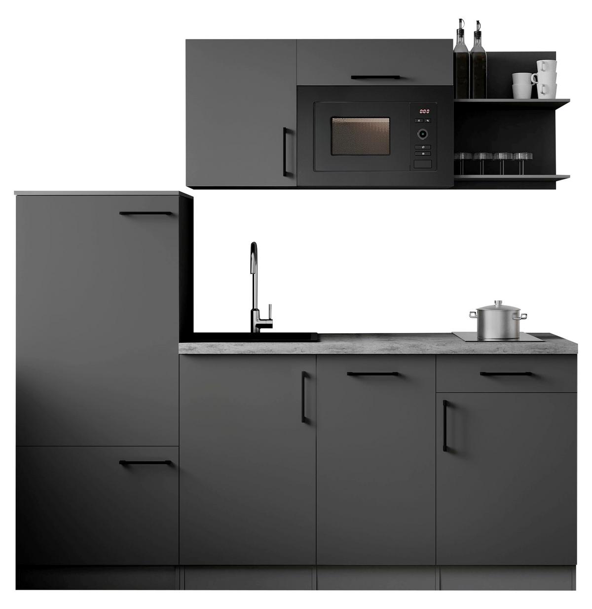 Küchenblock Oliver m. Geräten Grau - Grau, Trend, Holzwerkstoff/Metall (205cm) - Respekta