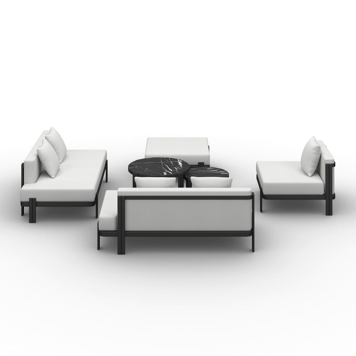 Loungegarnitur Cherry Hellgrau Outdoorstoff/Metall - Hellgrau/Schwarz, MODERN, Kunststoff/Textil (265/73,5/265cm) - Bessagi Garden