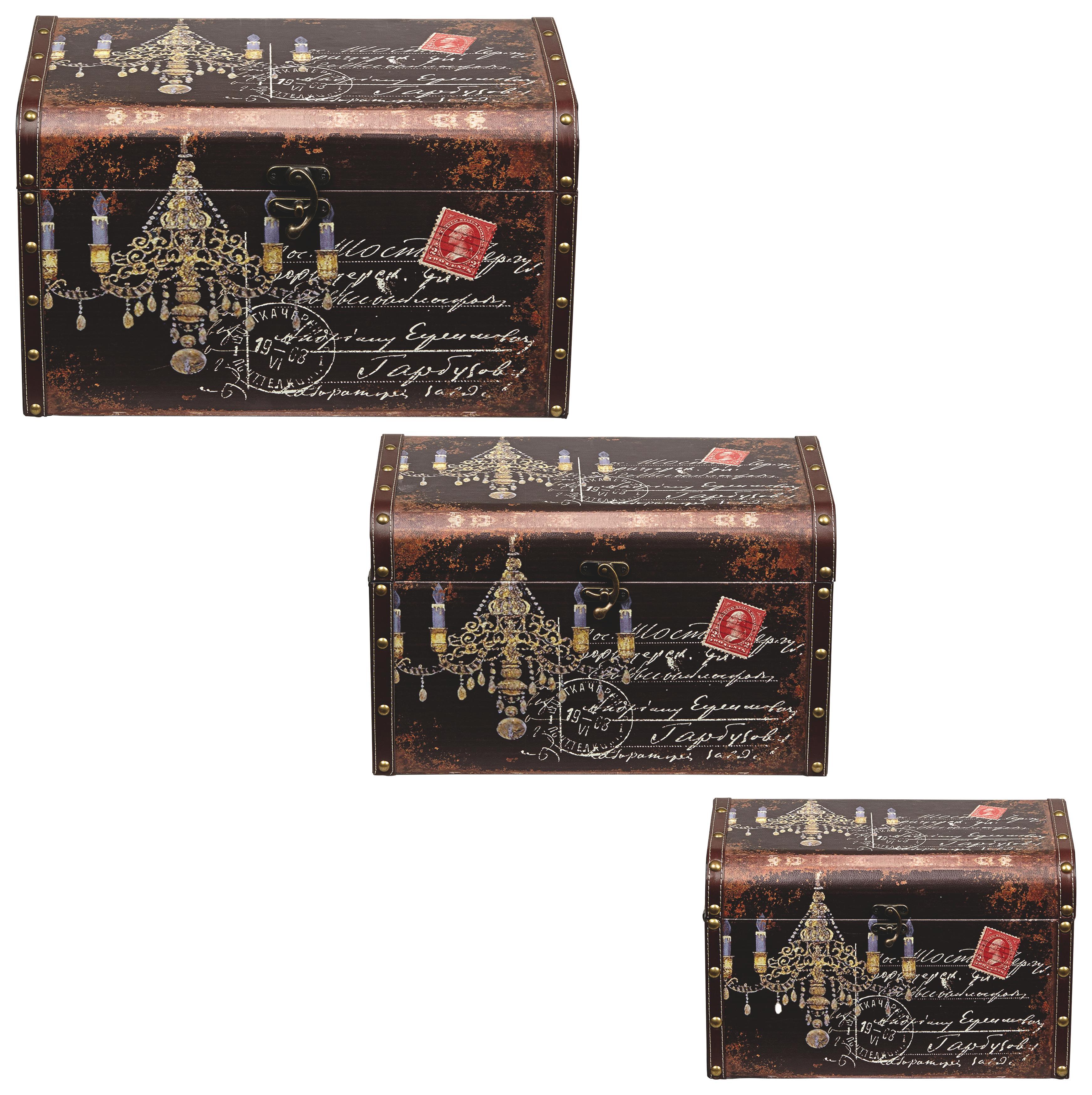 Truhenset in Braun 3-er Set 'Royal' - Braun, MODERN, Holz - Bessagi Home