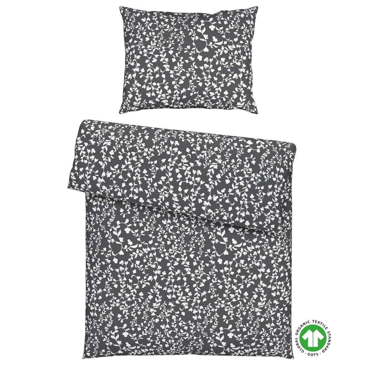 Bettwäsche Bio-Anna Design Weiß/Graphit ca. 140x200cm - Graphitfarben/Weiß, Natur, Textil (140/200cm) - ecoTree