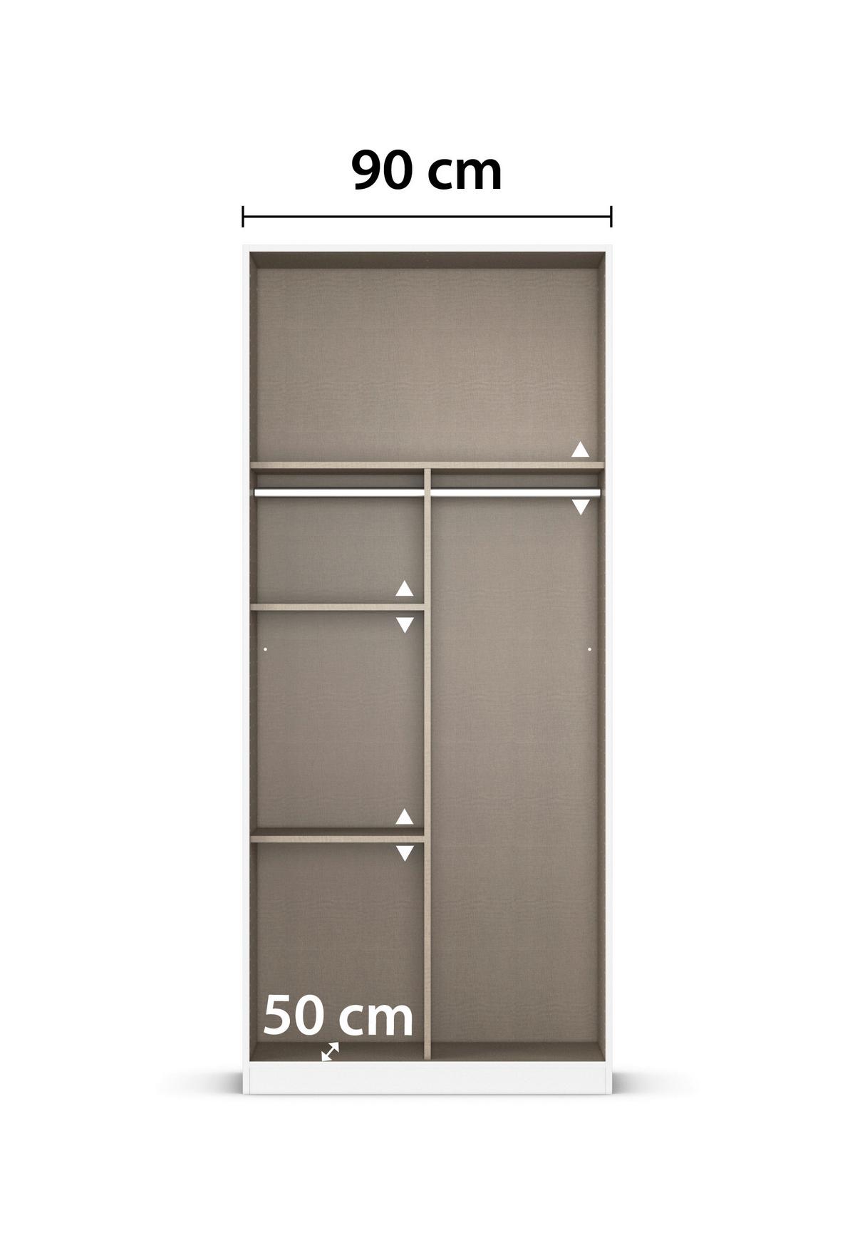 DULAP REFLECT - argintiu/alb, Modern, material pe bază de lemn (91/210/54cm)