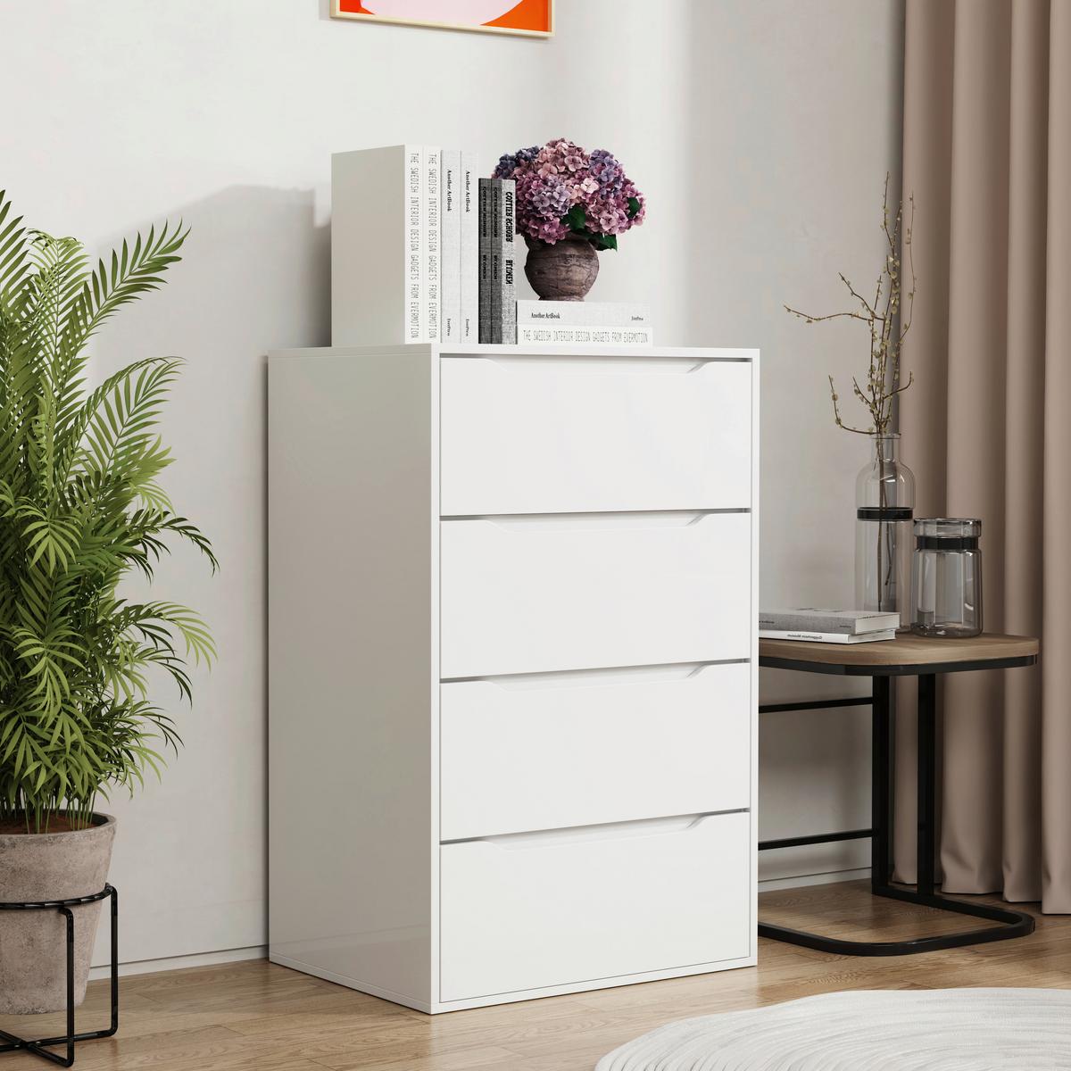 Komoda Malira Xl, Bela - bela, Design, leseni material (65/102/48cm) - MID.YOU