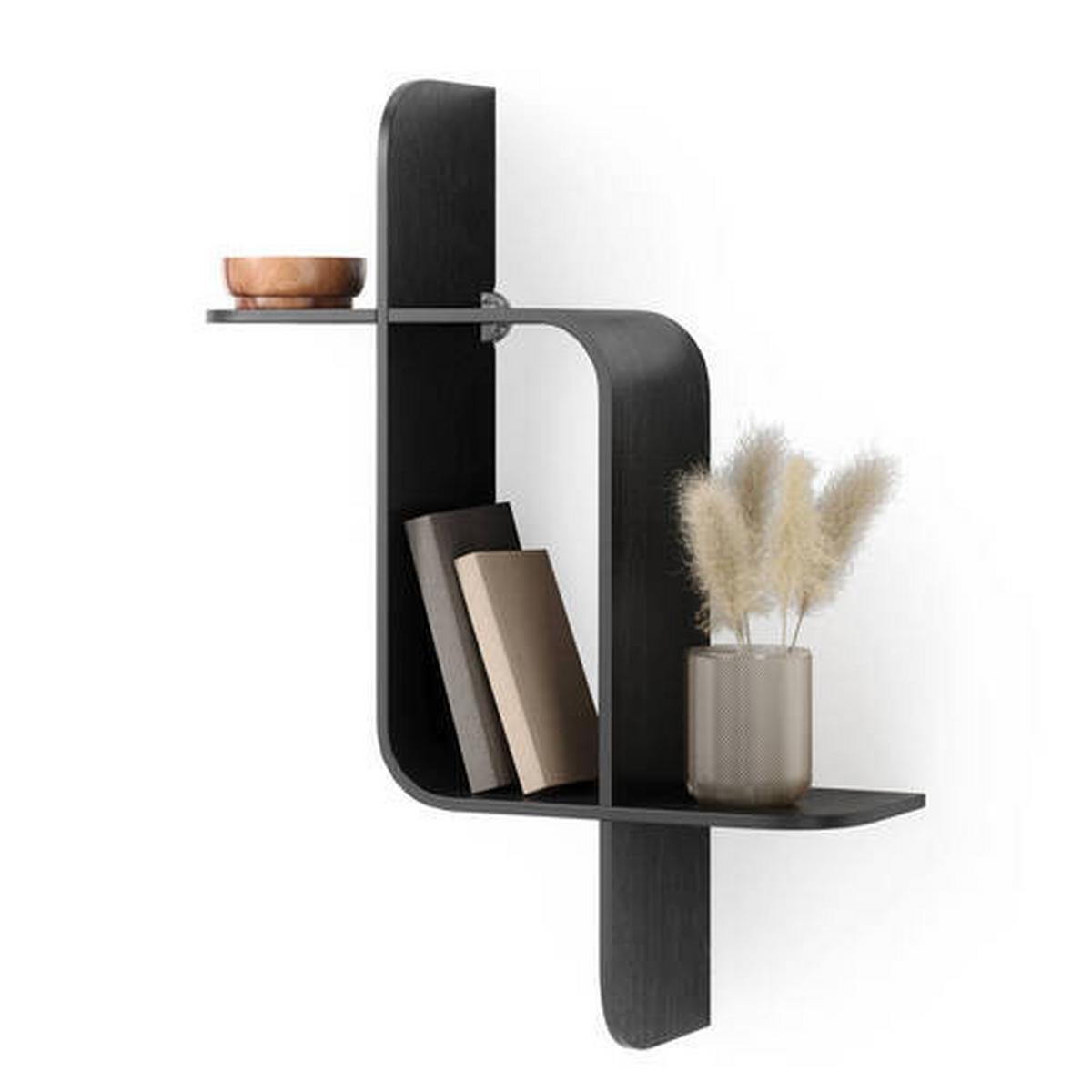 Wandregal Montage Schwarz - Schwarz, KONVENTIONELL, Holz (64/48/16cm) - Umbra