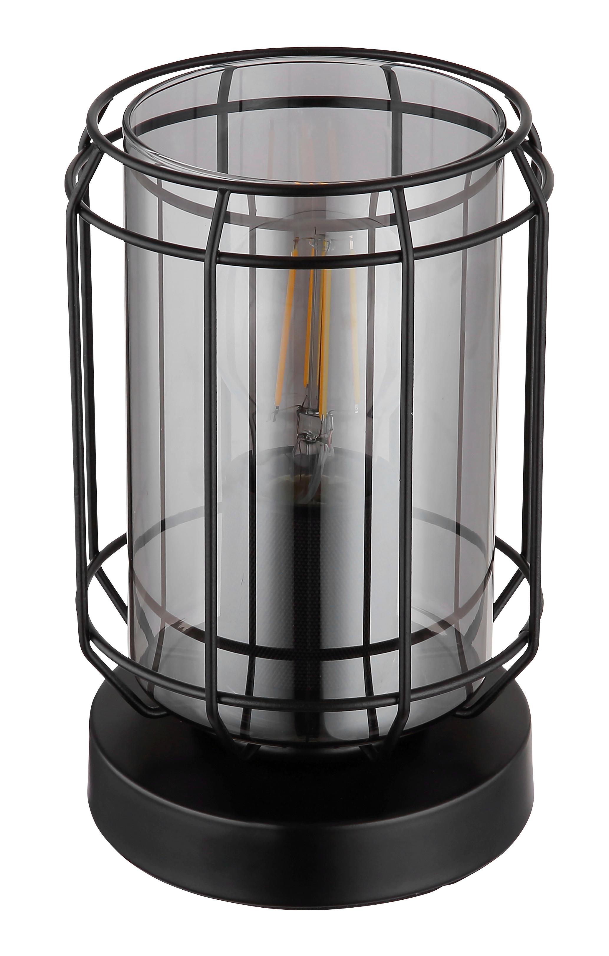 Tischleuchte Kammi Schwarz max. 60 Watt - Klar/Schwarz, KONVENTIONELL, Glas/Metall (13,1/20cm) - Globo