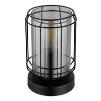 Tischleuchte Kammi Schwarz max. 60 Watt - Klar/Schwarz, KONVENTIONELL, Glas/Metall (13,1/20cm) - Globo