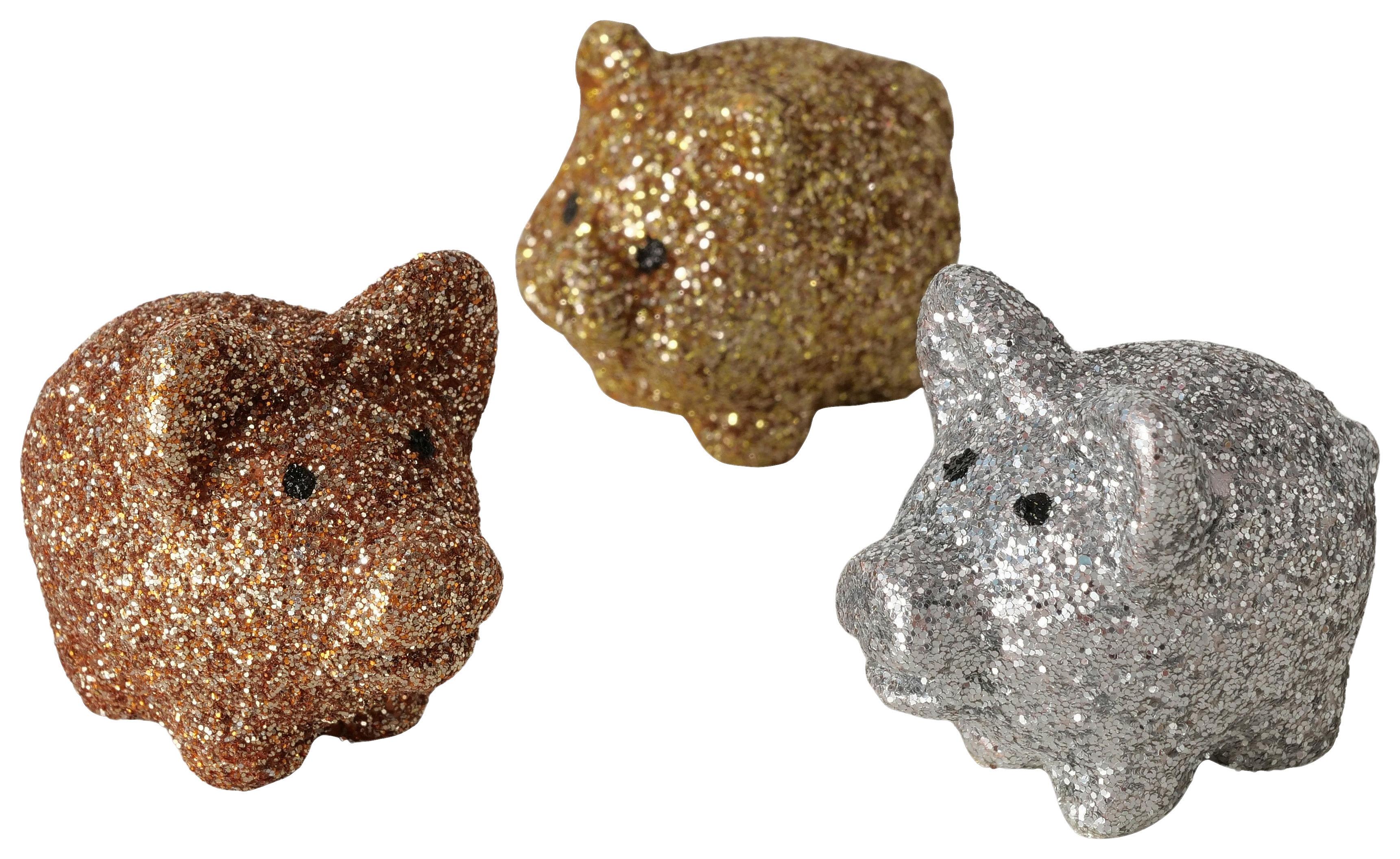 Dekoschwein Piggy diverse Farben - Silberfarben/Roségold, KONVENTIONELL, Keramik (2,5/4/3cm) - Mömax