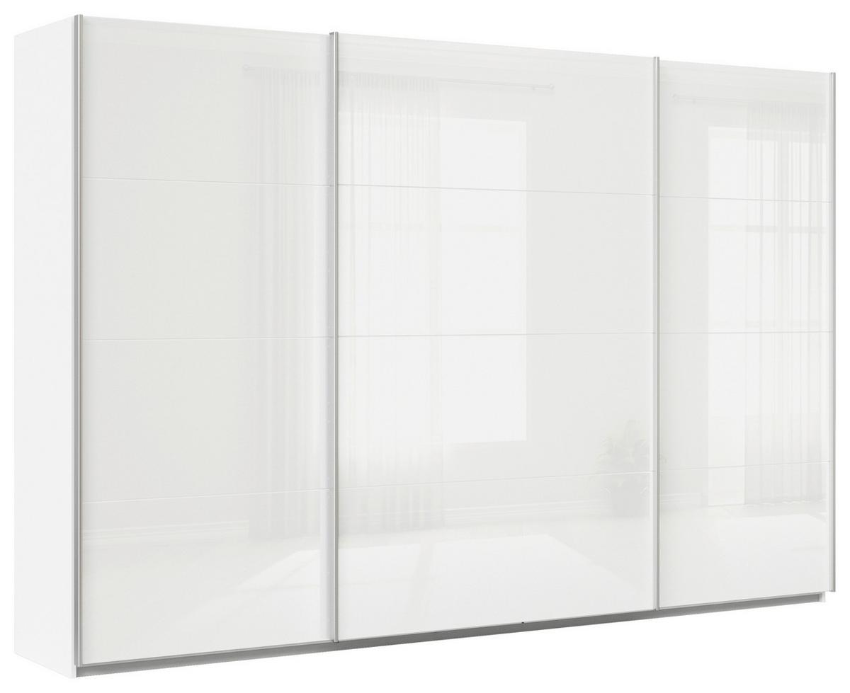 DULAP USI CULISANTE FELDKIRCH - alb/alb lucios intens, Modern, sticlă/material pe bază de lemn (315/210/62cm)