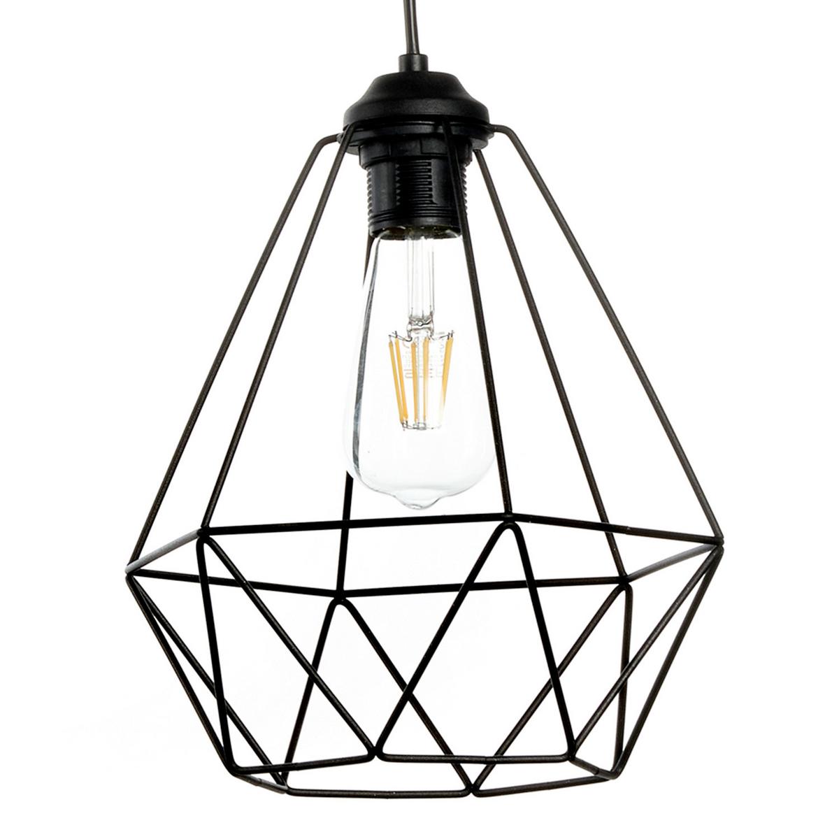 Hängeleuchte Baldo Schwarz/Braun max. 22 Watt - Hellbraun/Schwarz, Basics, Holz/Metall (60/24/90cm)