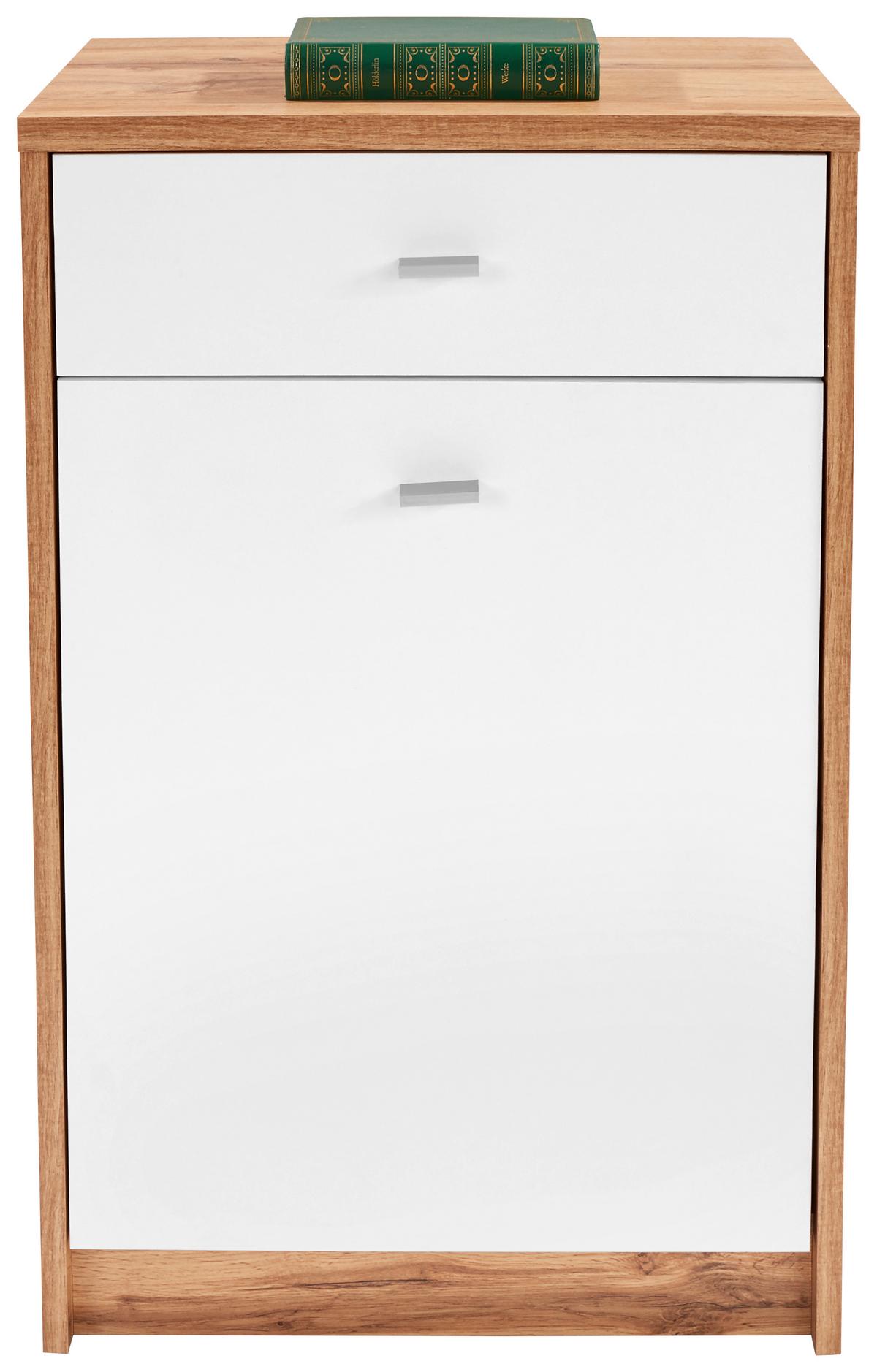 Comodă 4-You - alb/culoare lemn stejar, Modern, material pe bază de lemn (50/85,4/34,6cm) - Modern Living