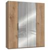 Drehtürenschrank Level 36A mit Spiegel ca. 200 cm Eiche Dekor - Chromfarben/Eichefarben, MODERN, Holzwerkstoff (200/236/58cm) - MID.YOU