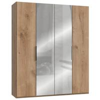 Drehtürenschrank Level 36A mit Spiegel ca. 200 cm Eiche Dekor - Chromfarben/Eichefarben, MODERN, Holzwerkstoff (200/236/58cm) - MID.YOU