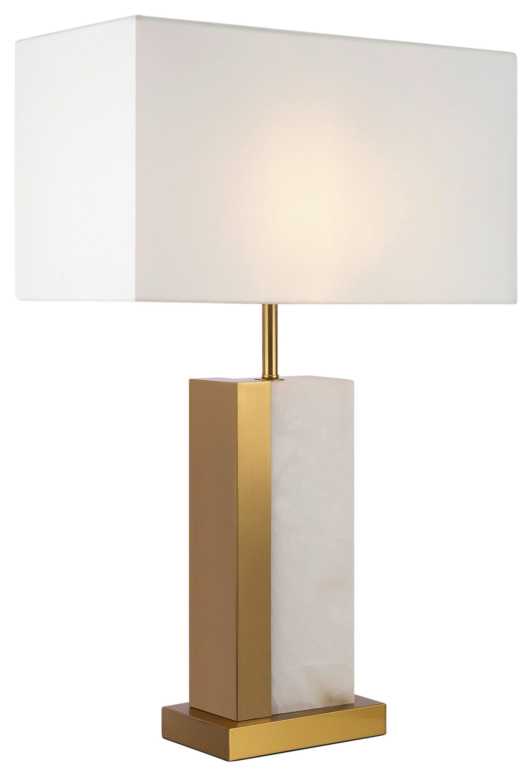 Tischleuchte Bianco Messingfarben max. 60 Watt - Messingfarben/Weiß, Trend, Stein/Textil (45/22/67,5cm) - MAYTONI