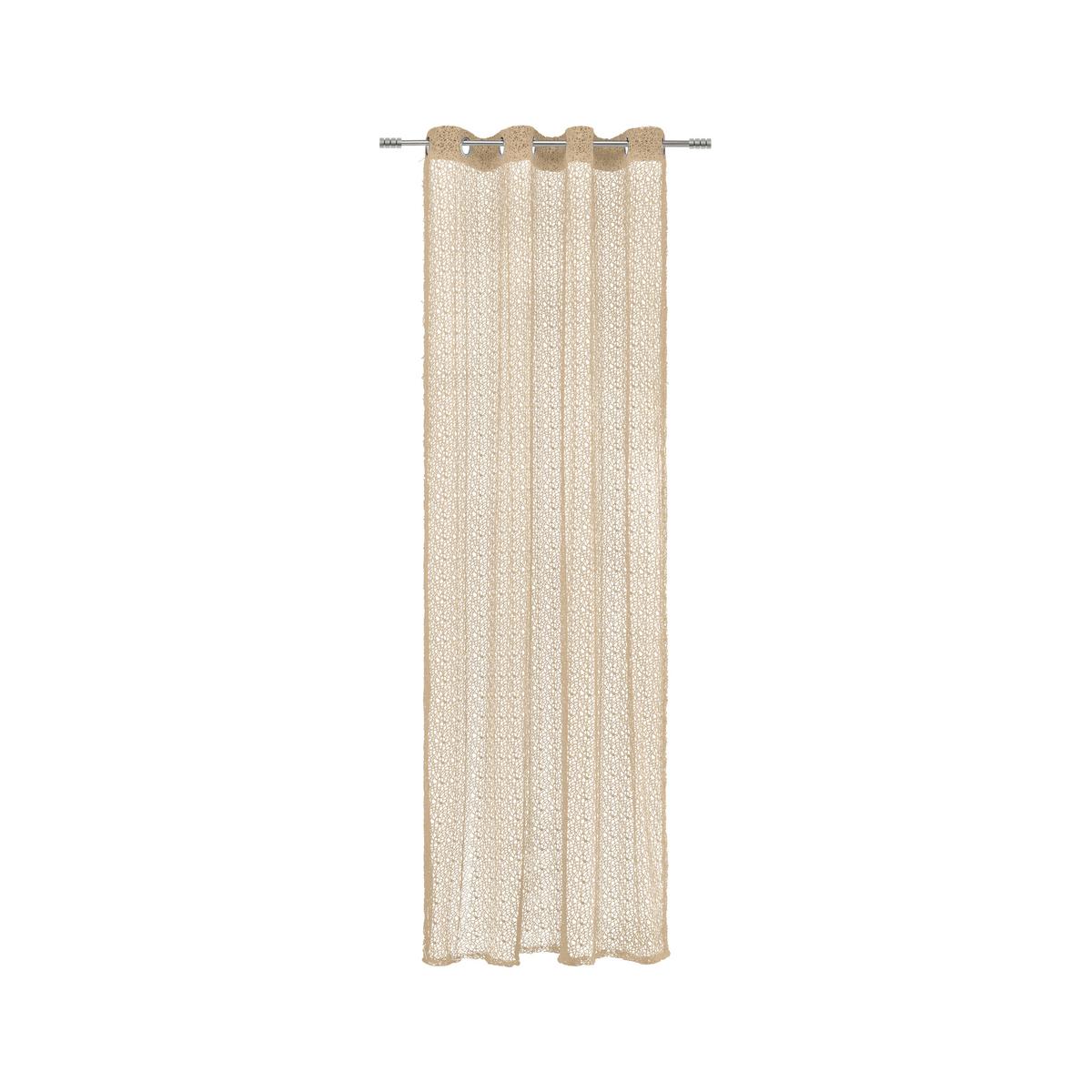 Perdea cu inele tip capsă Astrid - maro deschis, Modern, textil (140/245cm) - Modern Living