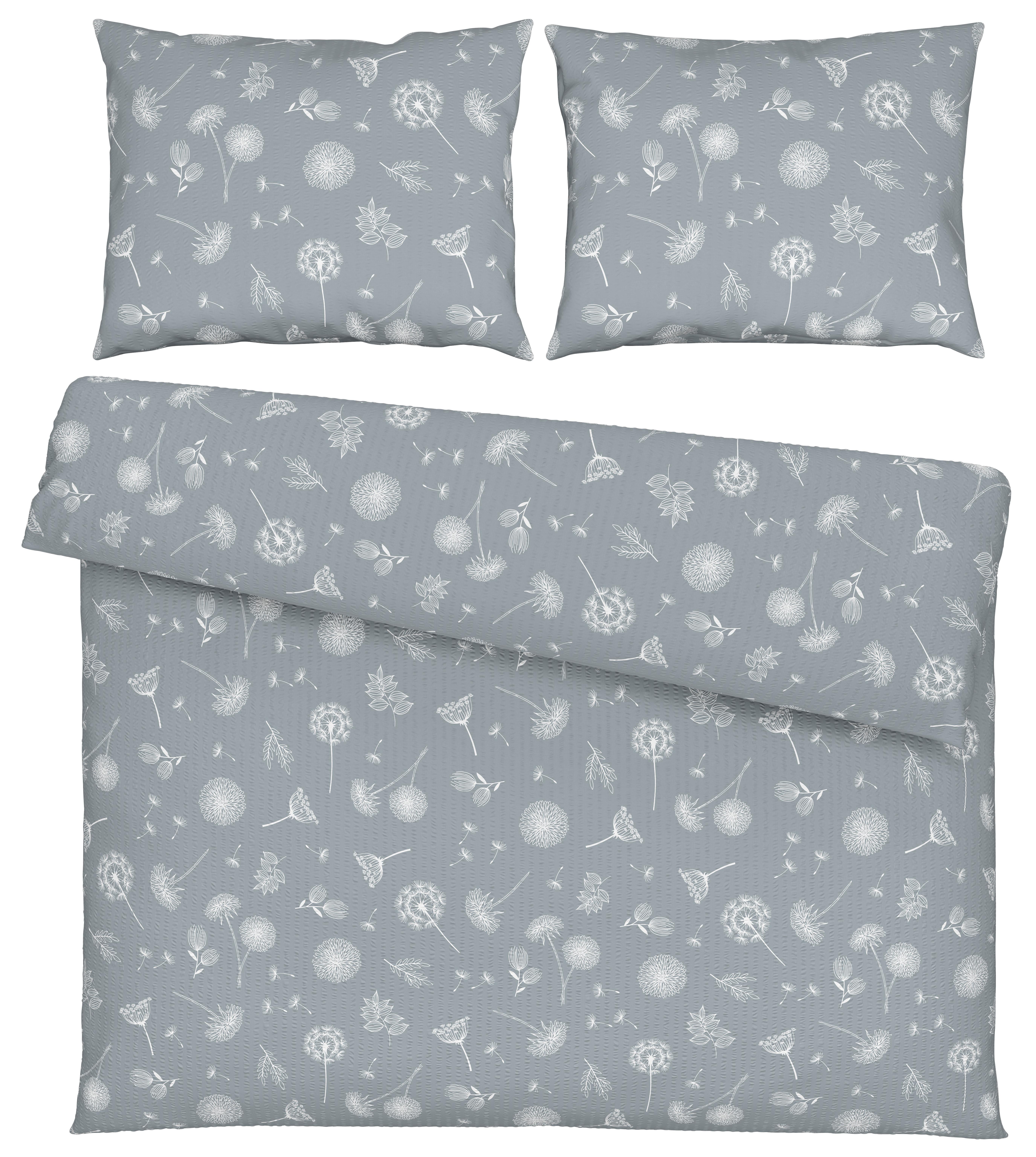 Posteljina 200x200cm 2x60x80cm Pusteblume - siva, Konvencionalno, tekstil (200/200cm) - Modern Living