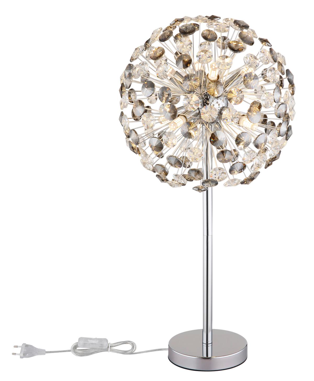 KRISTALL-TISCHLEUCHTE 64135TC  KATRINA - Klar/Chromfarben, Lifestyle, Glas/Kunststoff (35/65cm) - Globo