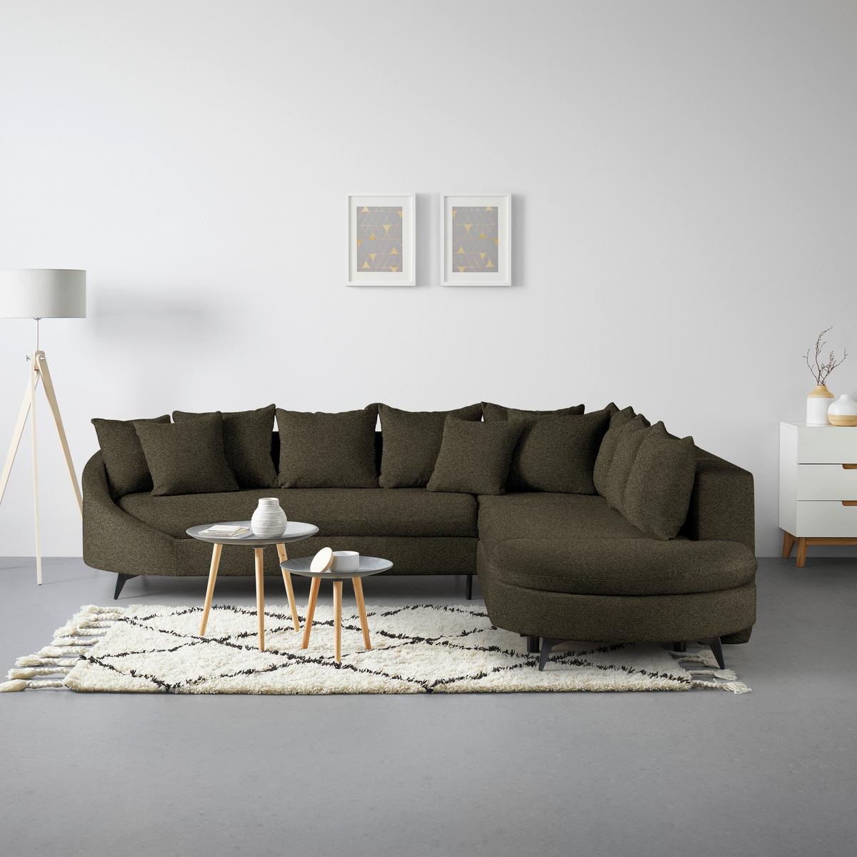 Ecksofa Axel Dunkelgrün - Dunkelgrün/Schwarz, MODERN, Textil/Metall (291/87/250cm) - Mömax