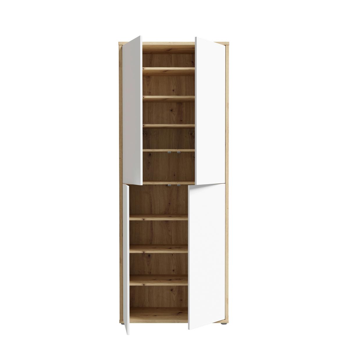 Ormar Za Cipele Alice - siva/hrast Artisan, Moderno, drvni materijal/plastika (74,5/191,9/34,9cm) - Modern Living