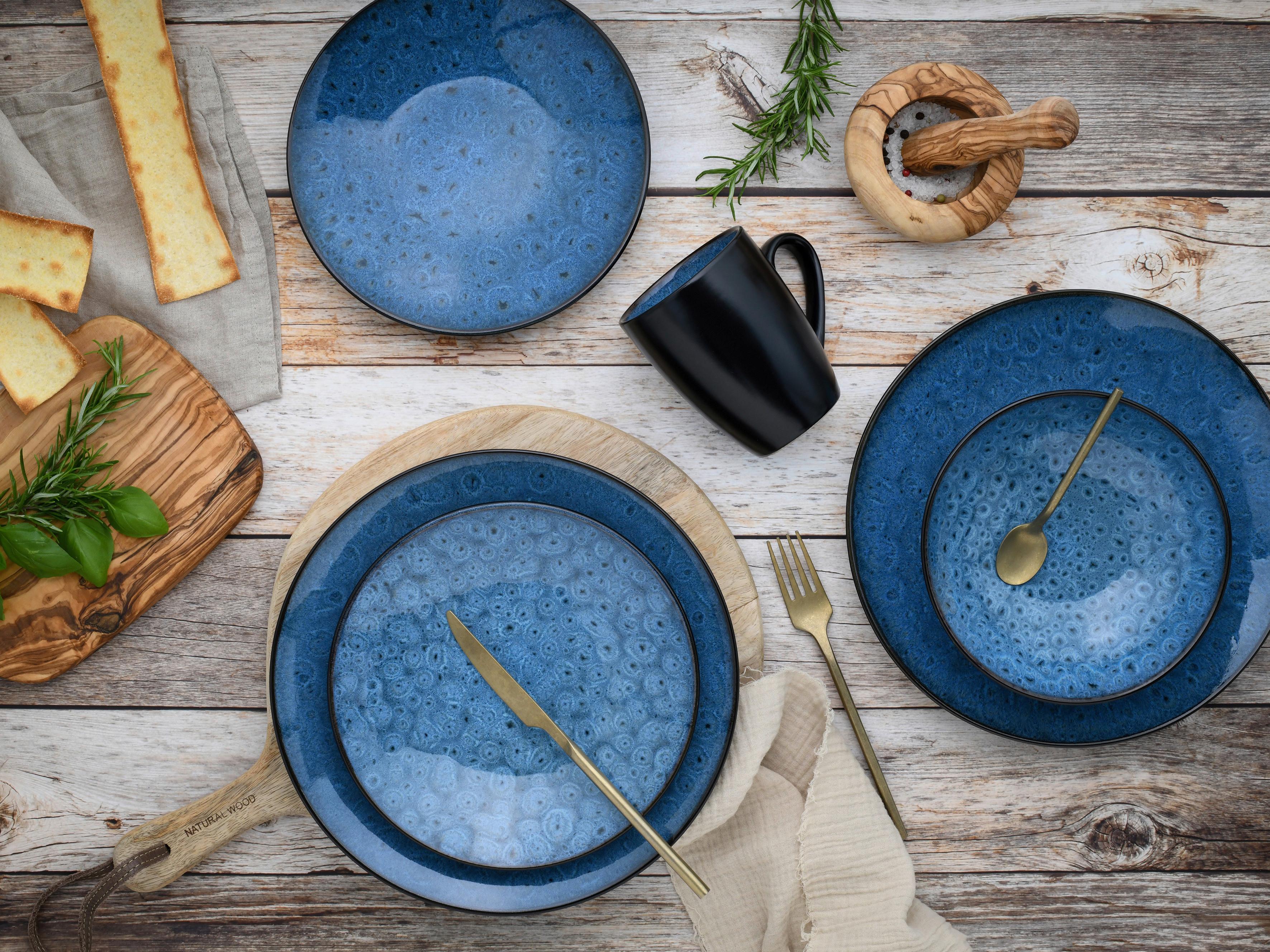 Kombinirani Servis Capri Blue, 16-Delni - modra/temno modra, Trend, keramika - Creatable
