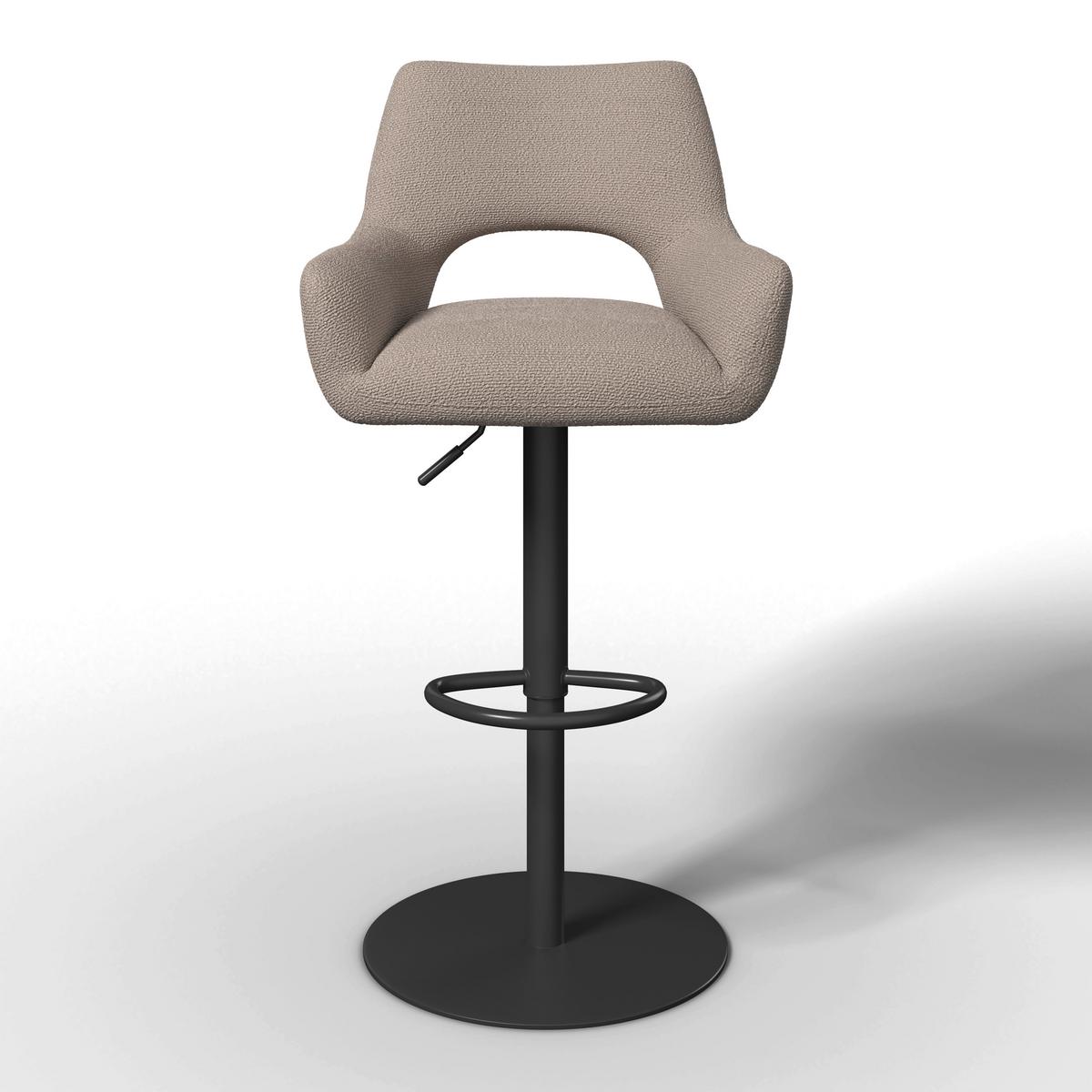Barhocker Tami Creme Struktur Gepolstert - Creme/Schwarz, MODERN, Holz/Textil (46/82-102/51cm) - Bessagi Home
