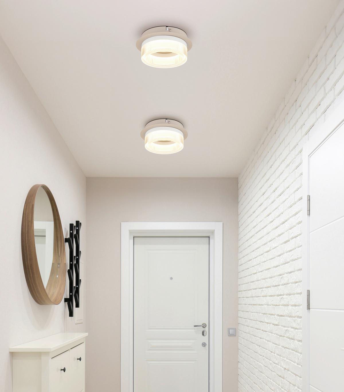 Led Stropna Svjetljka Zara - bijela/boje pijeska, Design, metal/plastika (16/7cm) - Globo